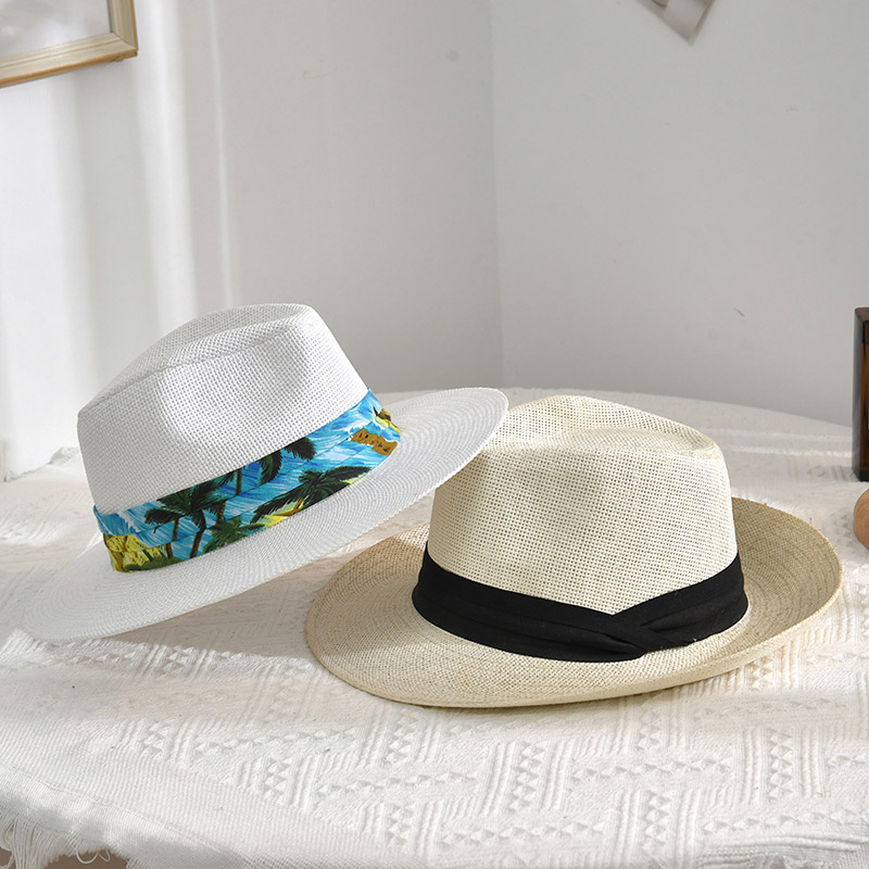 Custom Design Sun Protect White Fedora stråhatt