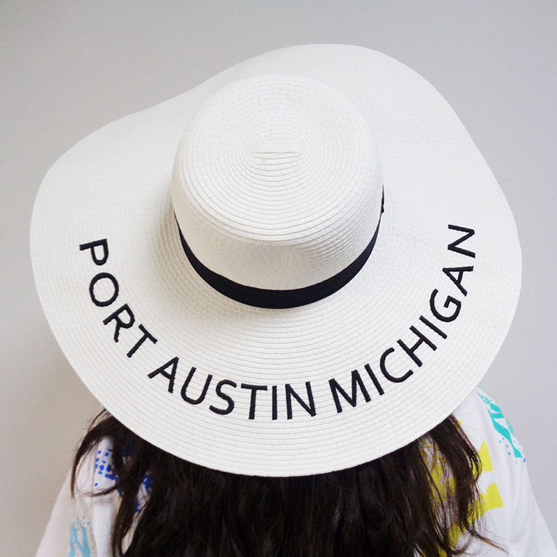 Custom Broder Women White Floppy Beach Hat