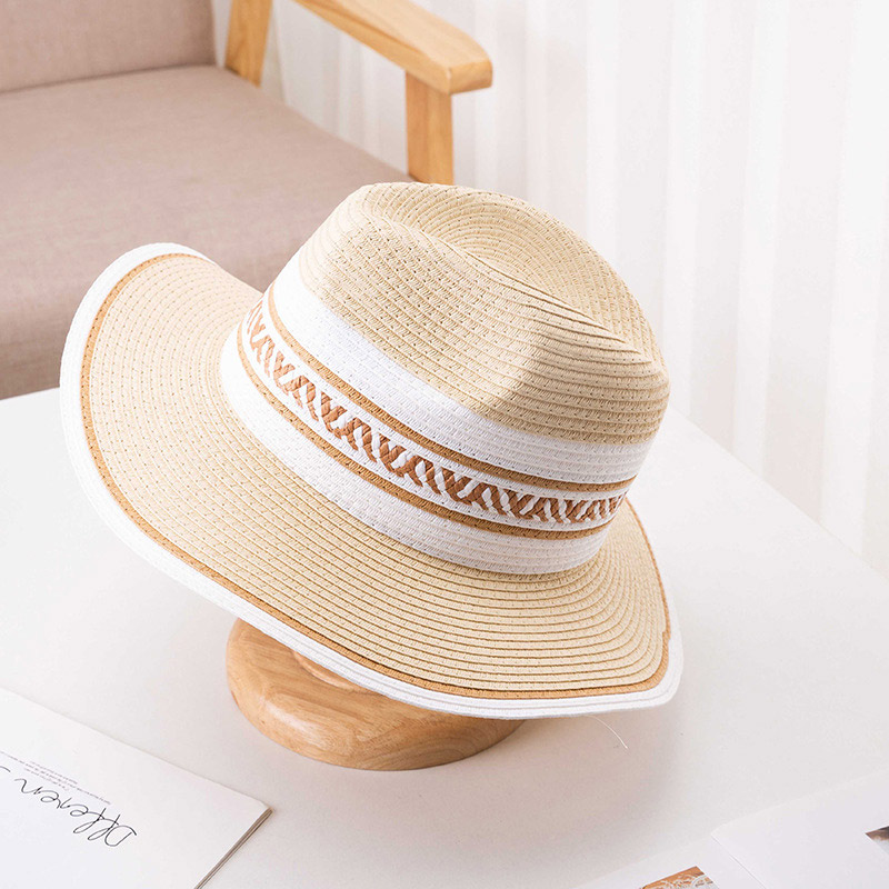 Høykvalitets Summer Stripe Straw Fedora Solhatt