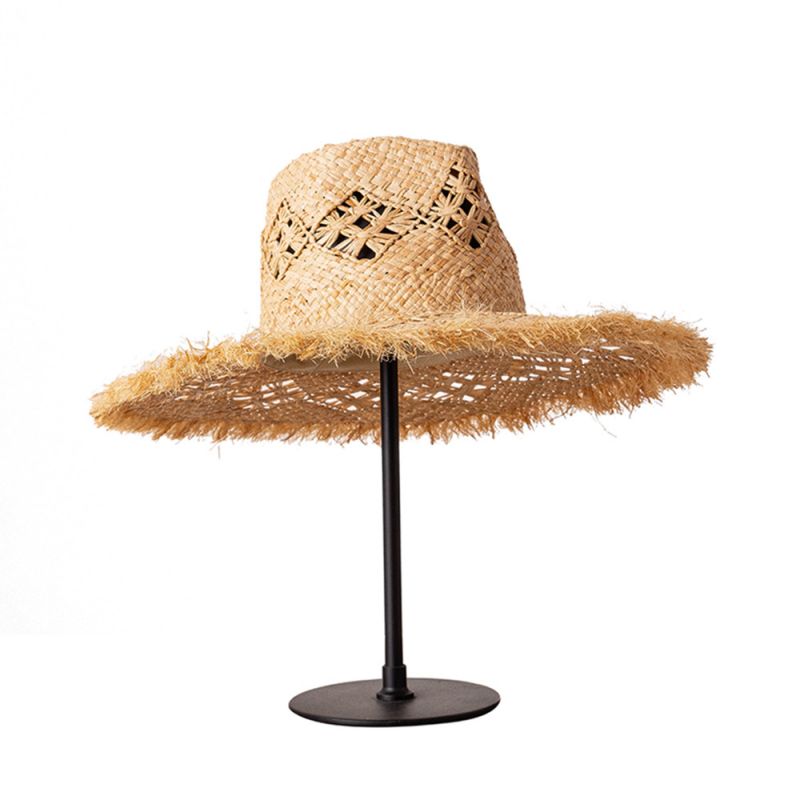 Lady's raffia strå fedora solhatt laget i Kina