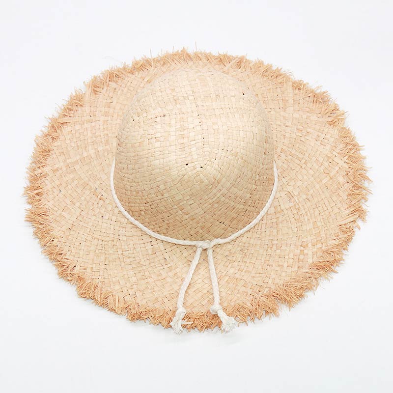 Naturlig farge Floppy Raffia hatt for kvinner