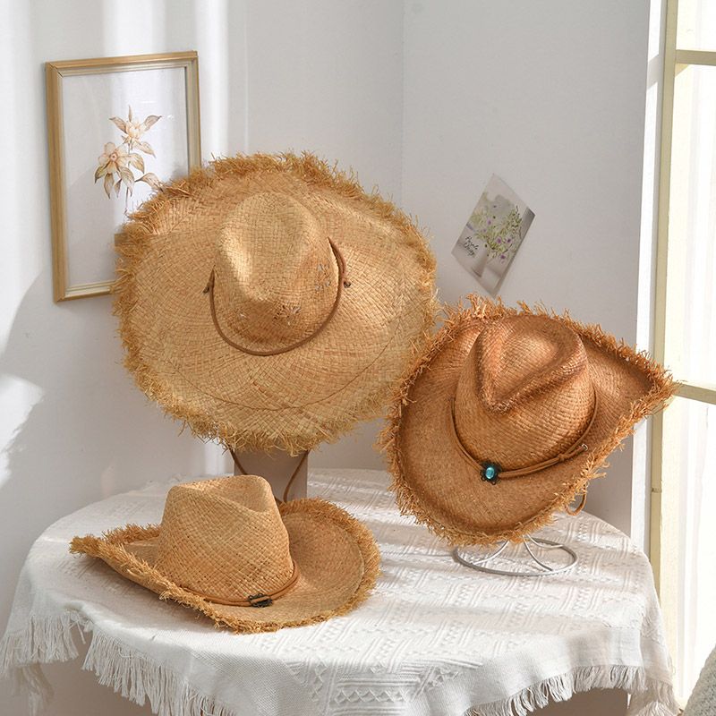 Raffia strå cowboyhatt