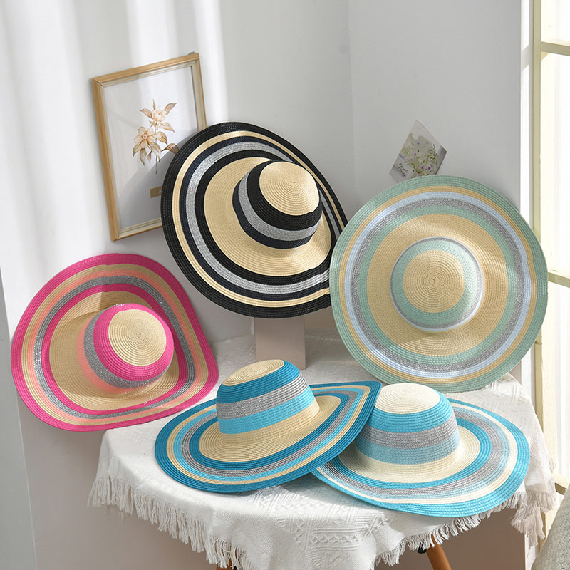 Engros Lady's Elegant Stripe Floppy Beach Hat